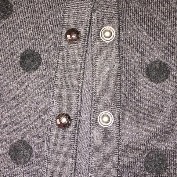 🐰WHBM black on black polka dot snap cardigan Lg - Picture 4 of 5